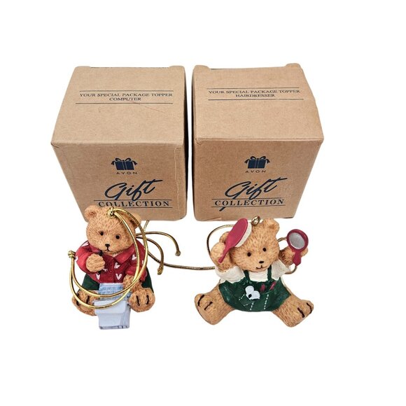 Avon Christmas Ornament Lot 8 Bears Train Angel Bell Teacher Santa Express - Picture 4 of 9